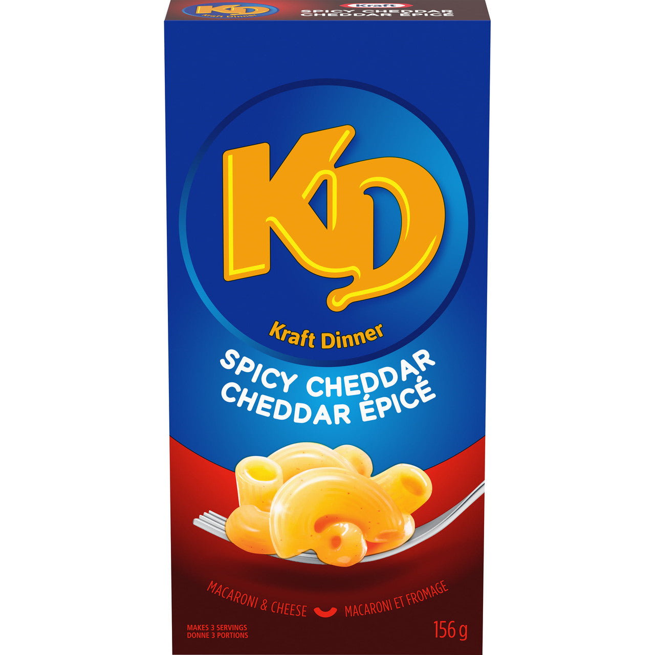 Kraft Dinner, Spicy Cheddar, Mac & Cheese,  156g/5.5oz., {Imported from Canada}